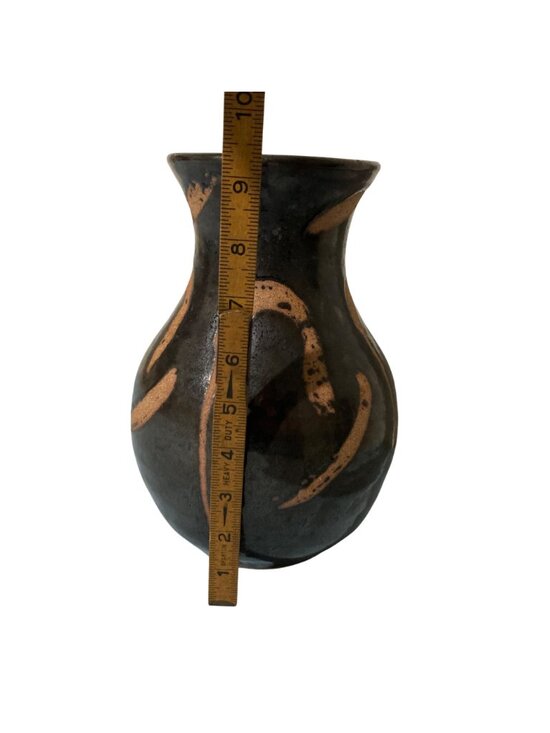 Brown Japan Pottery - Etsy Handmade Pottery Vase With Abstract Brown And Black Glaze - Japanese Vibes